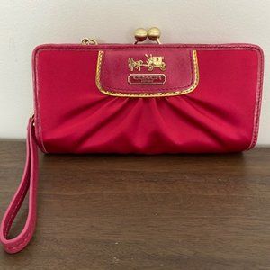 Coach Pink Satin Clutch/Wallet on a Chain Day to Evening